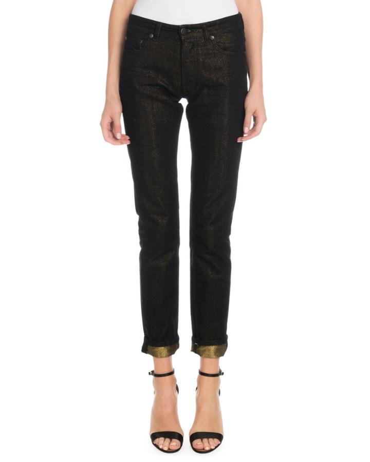 Skinny-leg Jeans W/ Metallic Roll Cuff