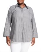 Claude Striped Button-front Blouse,