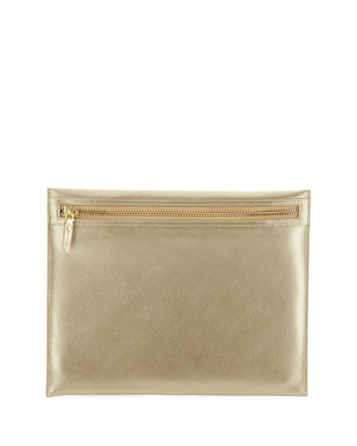 Medium Saffiano Dome Case, Gold