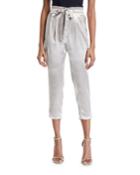 Allyn Belted Charmeuse Cropped Pants