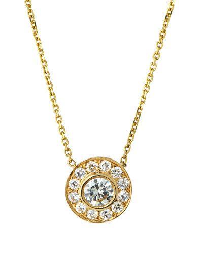 14k Round Diamond Pendant Necklace