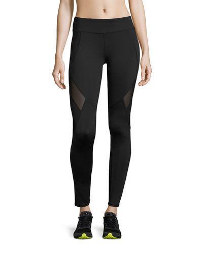 Mesh-panel Compression Leggings, Black
