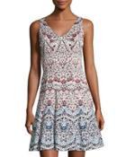 Graphic-print Fit-and-flare Dress,