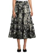 Metallic Floral-brocade Tiered Evening