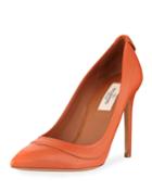 Pebbled Leather Pointed Pumps