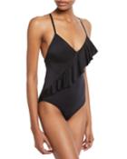 Frill-front Maillot One-piece