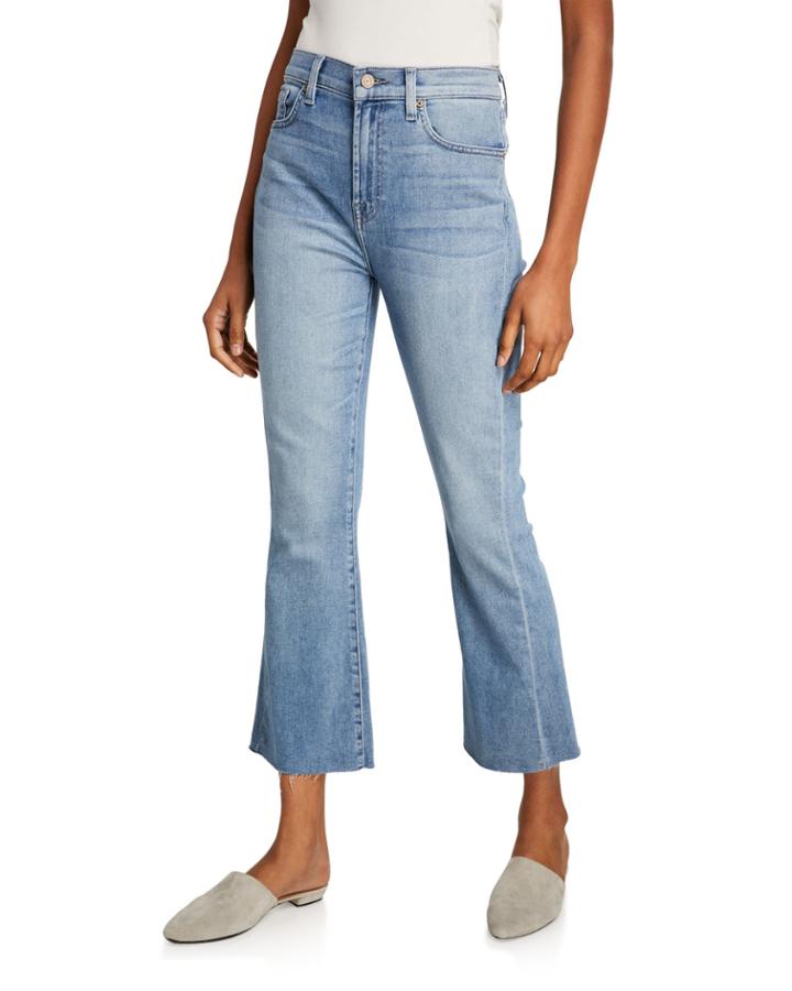 High-waist Slim Kick Cutoff Jeans