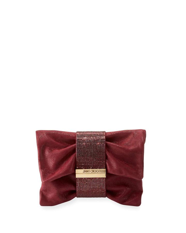 Chandra Small Crystal Clutch Bag, Bordeaux