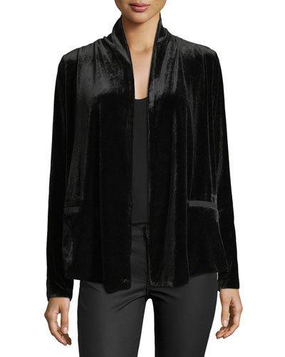 Isabeli Open-front Velvet Jacket