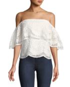 Ciara Medallion-embroidered Off-the-shoulder Blouse