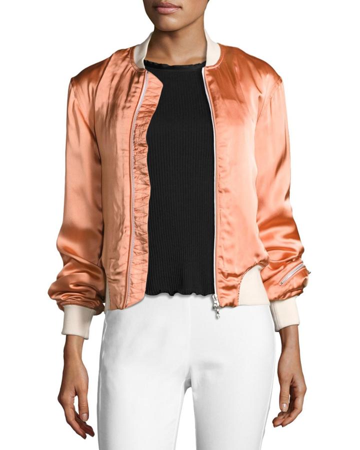 Morton Sateen Bomber Jacket, Pink