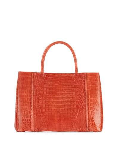 Medium Sectional Crocodile Tote Bag, Orange
