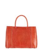Medium Sectional Crocodile Tote Bag, Orange
