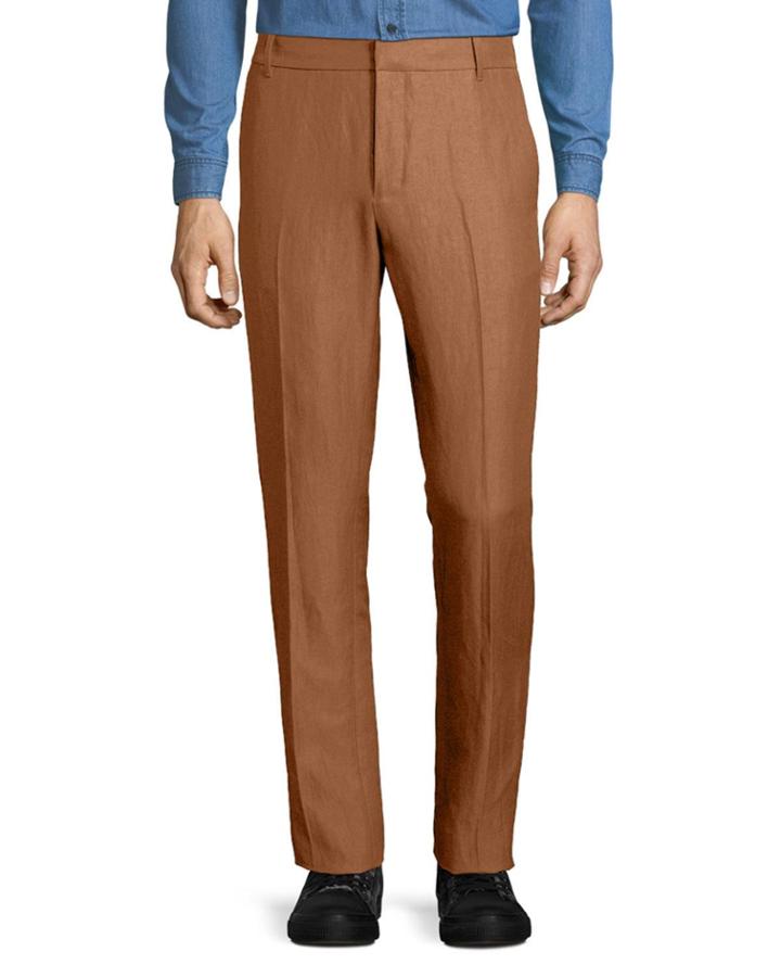 Linen-blend Tapered-leg Trousers