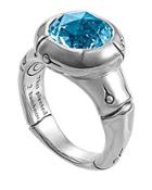 Bamboo Small Round Sky Blue Topaz Ring,