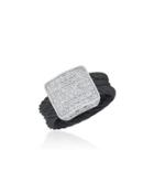 Multi-row Diamond Pav&eacute; Square Ring, Black,