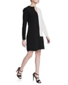 Claudine Colorblock Long-sleeve Keyhole Dress
