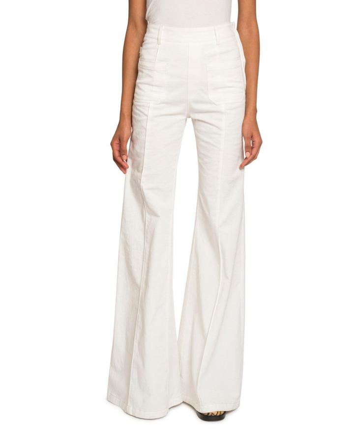 High-waist Patch Pocket Flare Jeans