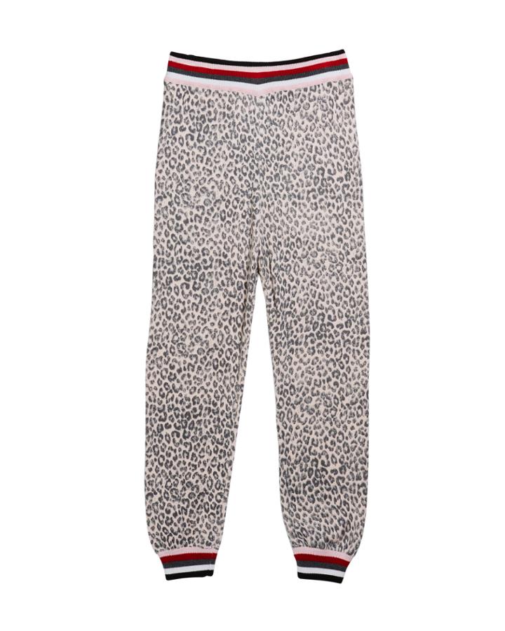 Girl's Leopard Knit Jogger Pants,