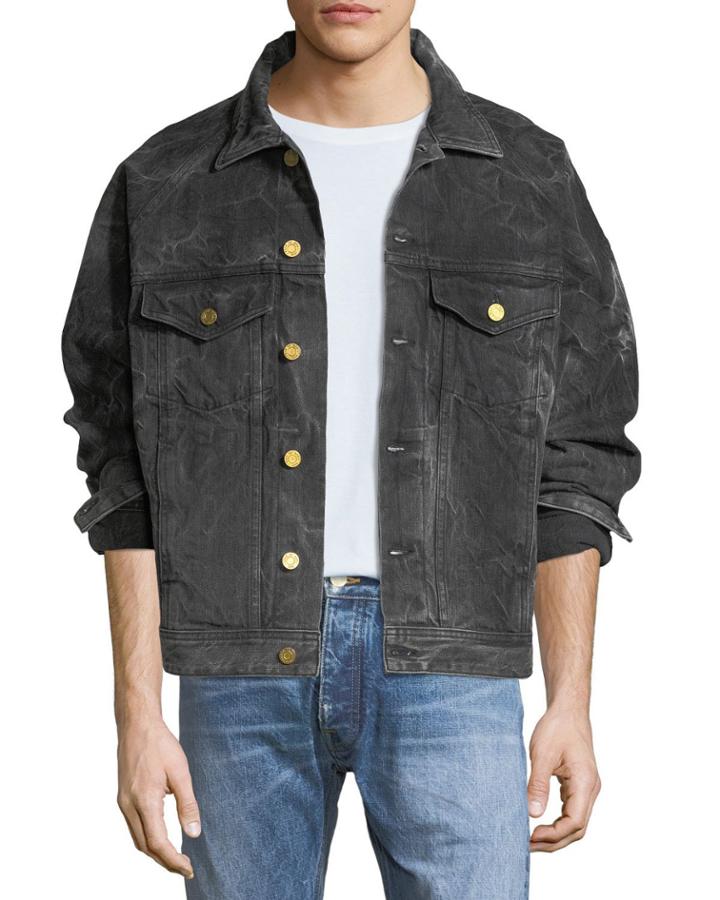 Men's Water-wash Selvedge Denim Trucker Jacket