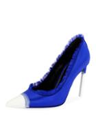 Fringed Satin Cap-toe Pumps