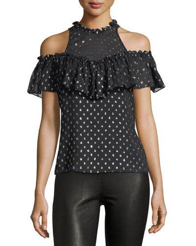 Cold-shoulder Silk Crepe Blouse