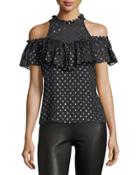 Cold-shoulder Silk Crepe Blouse