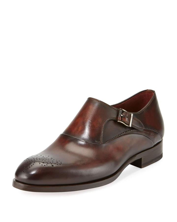Leather Medallion-toe Monk-strap