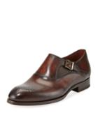 Leather Medallion-toe Monk-strap