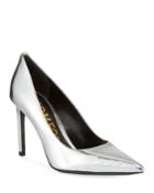 85mm Metallic Leather Point-toe Pumps