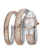 22mm Glam Snake Coil Bracelet Watch, Two-tone