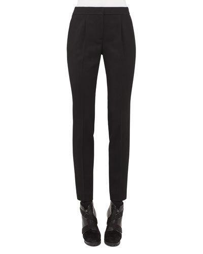 Pleated-front Tapered Pants, Black