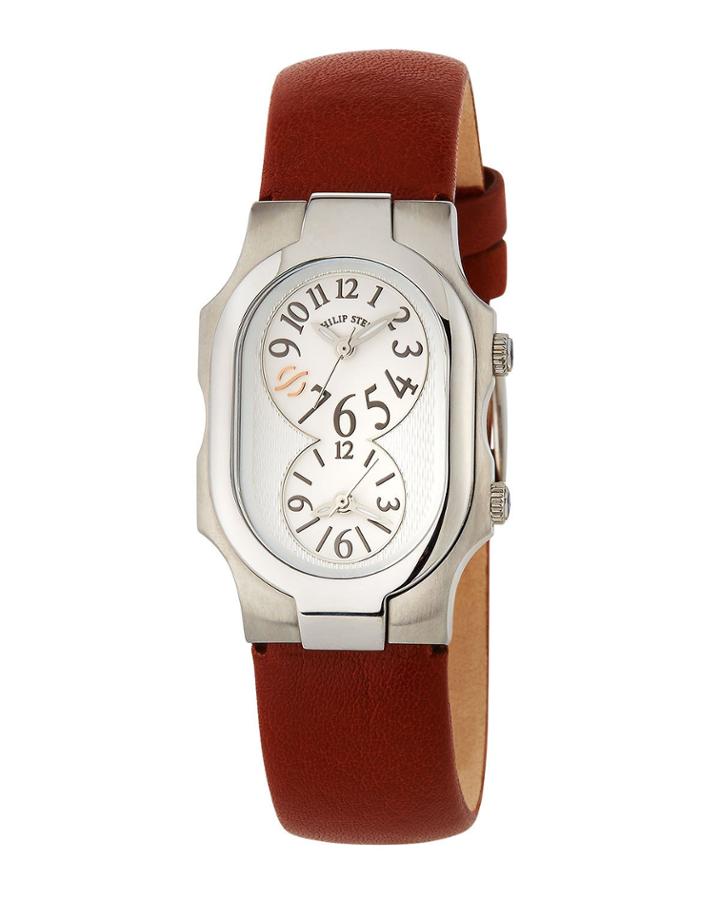 Rectangular Dual Time Watch, Red