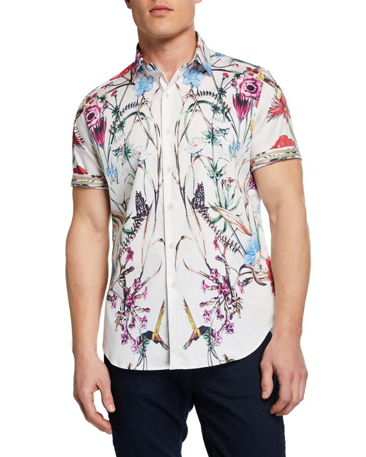 Plumeria-print Button-front