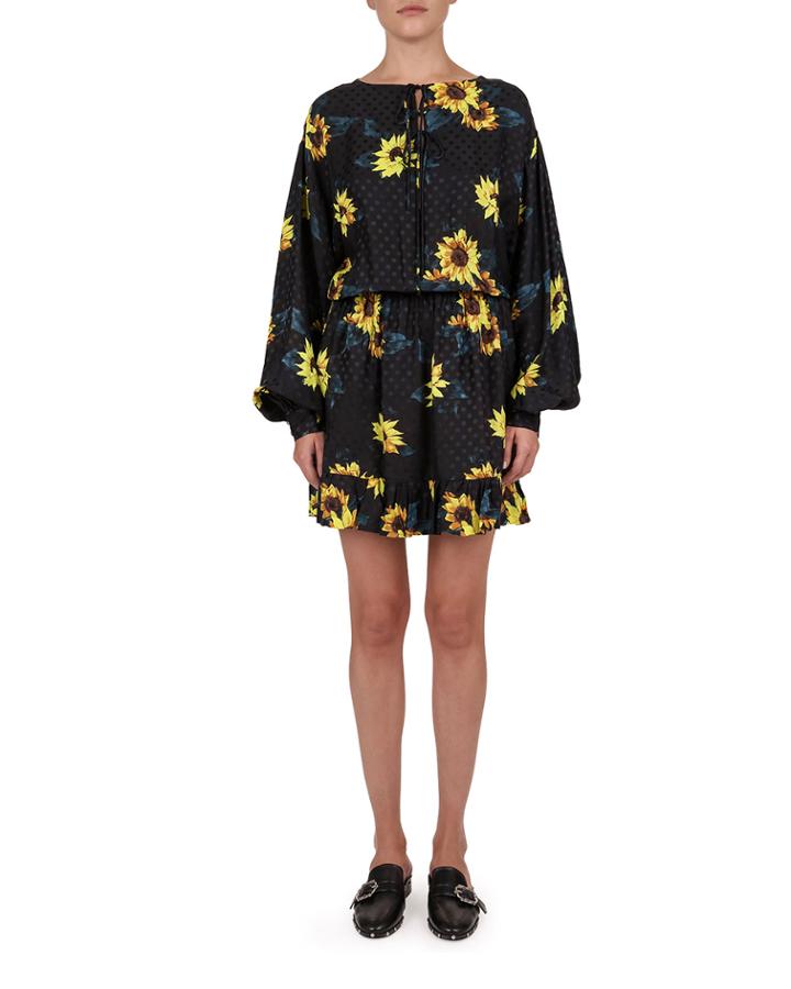 Sunflower Silk Blouson Dress
