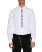 Poplin Slim Shirt W/ Ruffled Placket