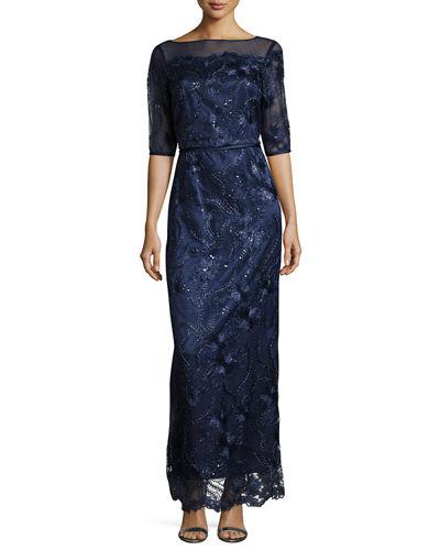 34 Sl Embroideredseq Gown