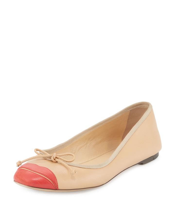Kiss Me Darcy Leather Flat, Nude/red