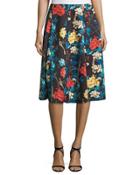 Floral A-line Midi Skirt, Costa Rican Floral