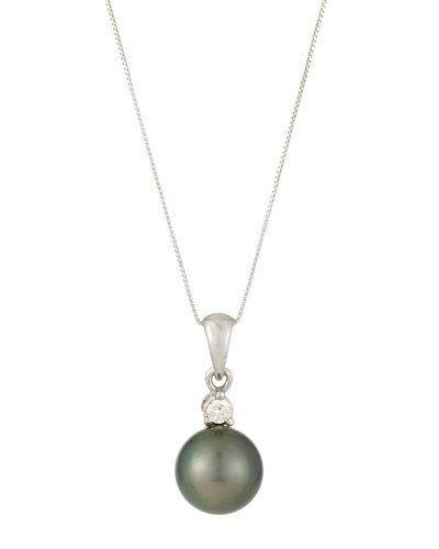 14k Tahitian Pearl & Diamond Pendant Necklace