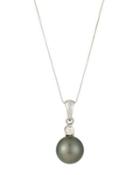 14k Tahitian Pearl & Diamond Pendant Necklace