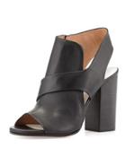 Cutout Leather Summer Bootie, Black