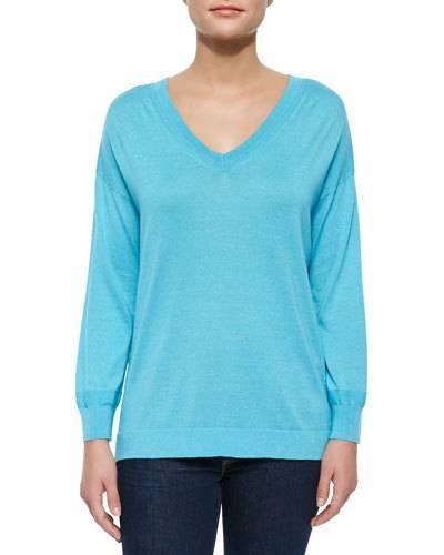 Silk-cashmere V-neck