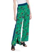 Floral-print Track Pant With Side-snap Detail