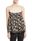 Tiered Floral-print Silk Cami