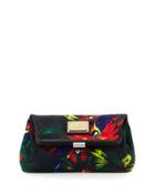 Jungle-print Canvas Clutch Bag, Black