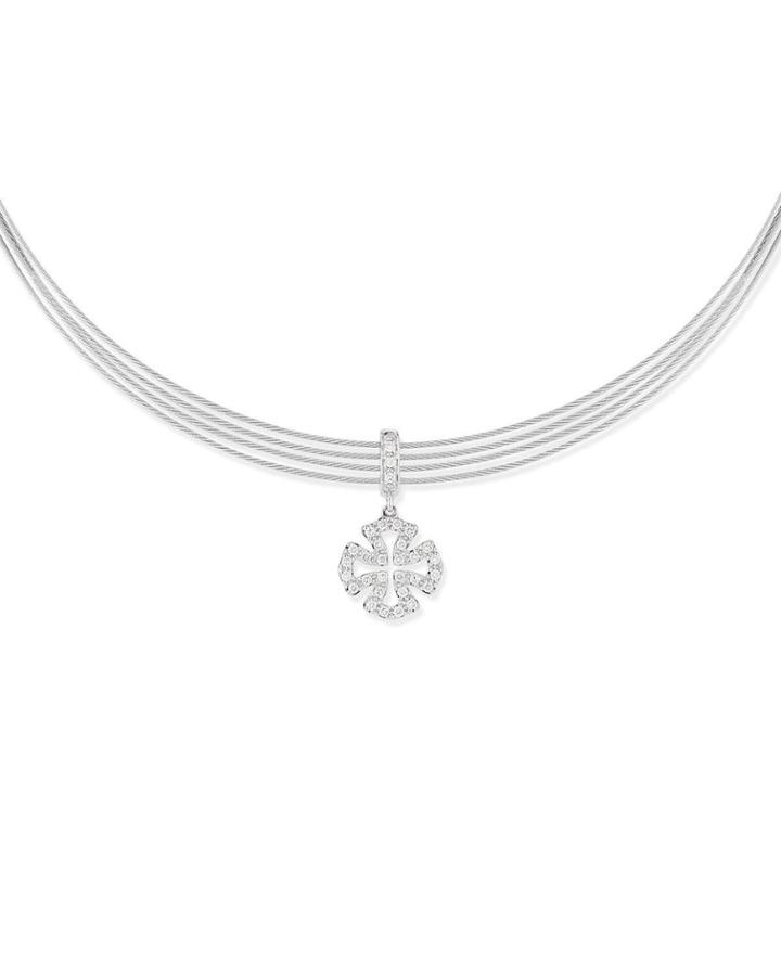 Multi-strand Diamond Maltese Cross Necklace