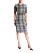 Plaid Knit Fitted Dress