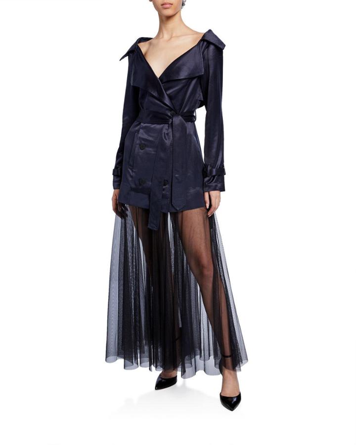 Satin & Tulle Trench Dress
