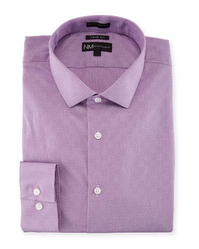 Trim-fit Regular-finish Micro-dobby Dress